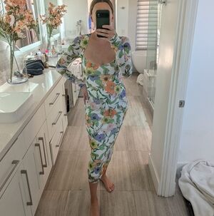 Floral Long Sleeve Pencil Dress - AFRM Size Small